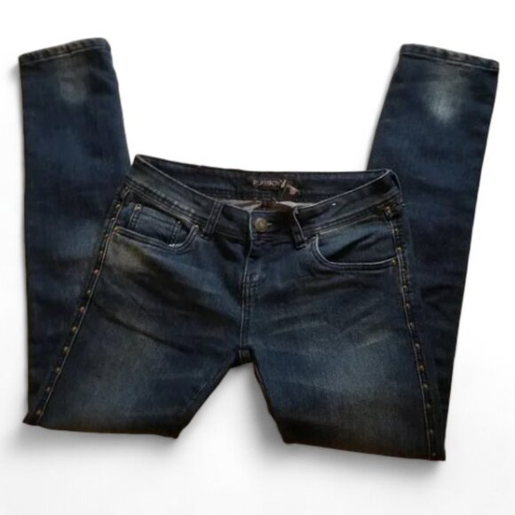 Playboy Distressed Side Rivet  Skinny Jeans  Size 7/8 - Picture 4 of 13